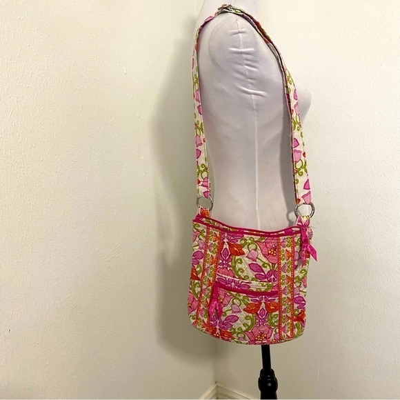 Vera Bradley Retired Lilli Bell 2013 Pink Floral Cross Body Shoulder Bag - Picture 4 of 10